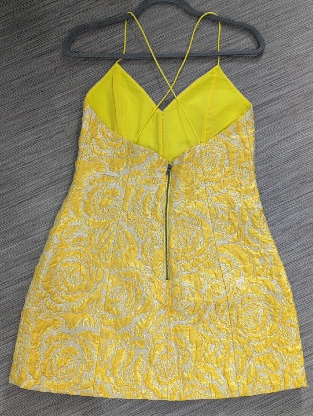 Alice + Olivia Yellow Floral Jacquard Mini Dress - Picture 2 of 6